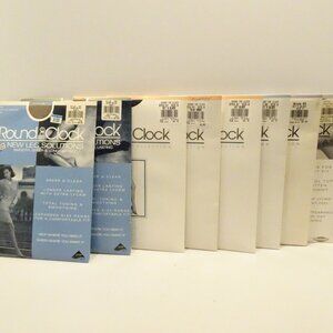 LOT 8 ROUND the CLOCK Pantyhose Size A B Black Beige Vintage